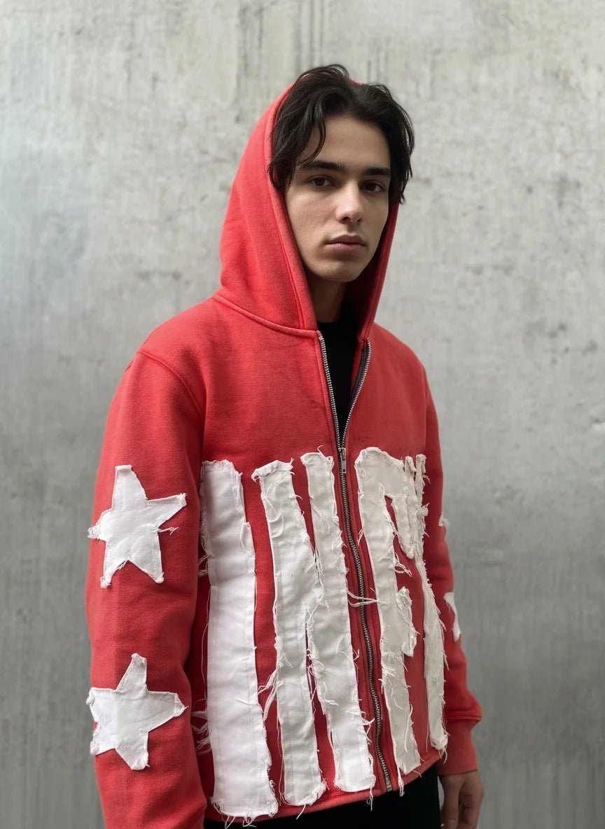 Autumn and winter casual hoodie with patchwork letter star pattern pullover and hoodie